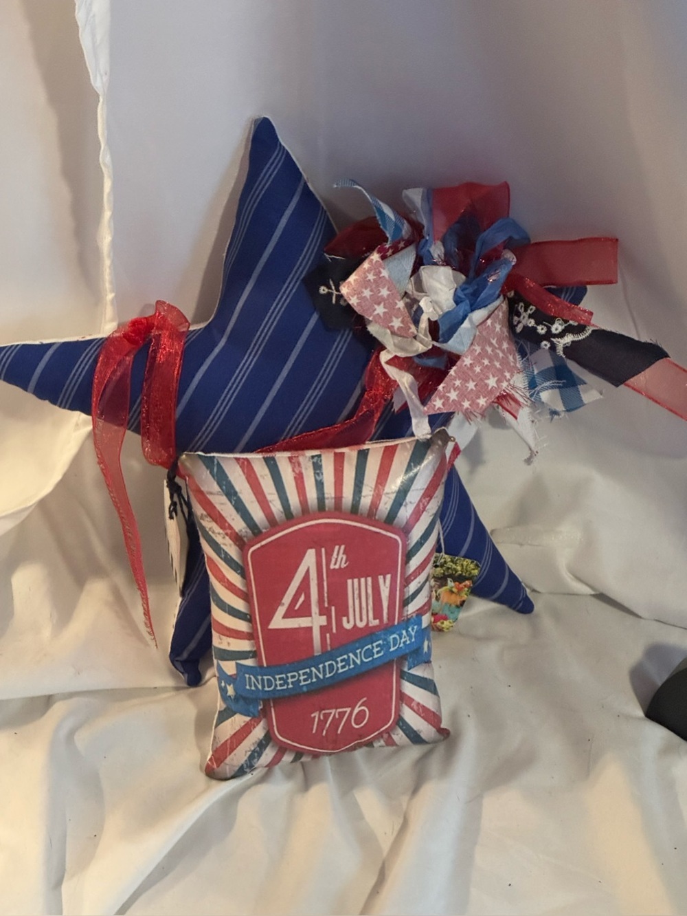 Patriotic 4th of July Decorative Pillow Set - Red, White & Blue